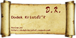 Dodek Kristóf névjegykártya